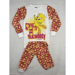 Vintage 1996 Tweety Bird Girls Pajama Set Size L 8-10 Looney Toones PJs NWOT 90s